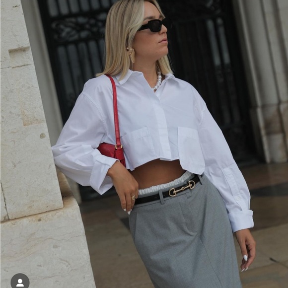 Zara Crop Poplin Shirt - Picture 8 of 16